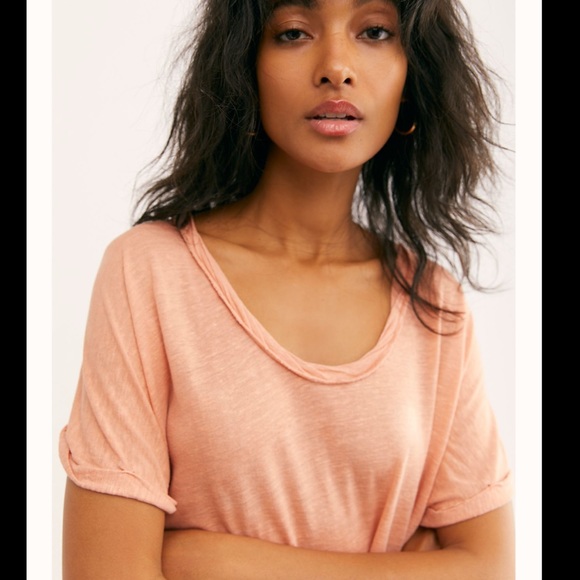 NWT Free People Under The Sun Tee in Peach Pit - Picture 2 of 5